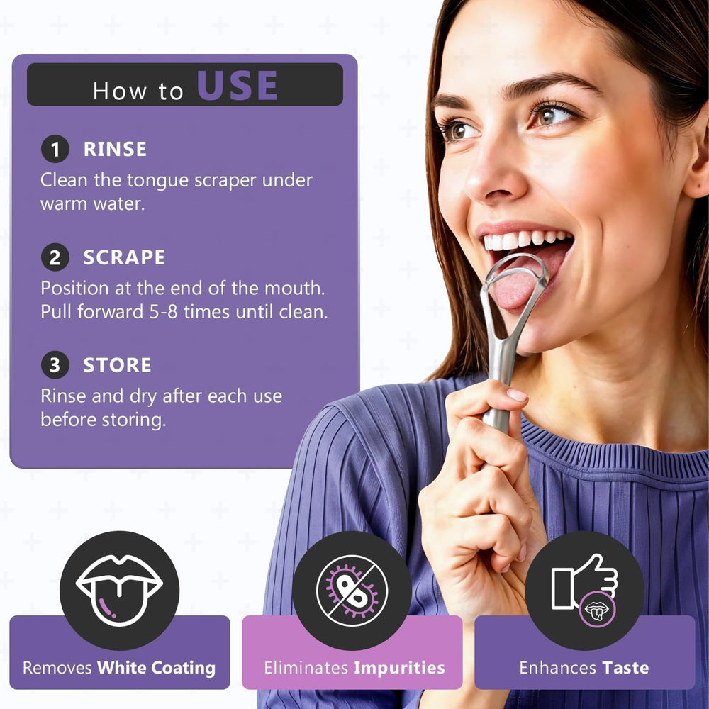 Rust-resistant, durable stainless steel tongue scraper