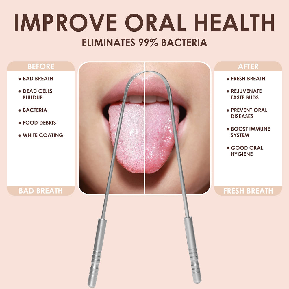 Ergonomic U-shaped tongue scraper design