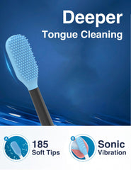 Sonicare tongue cleaner head in use with click-on handle