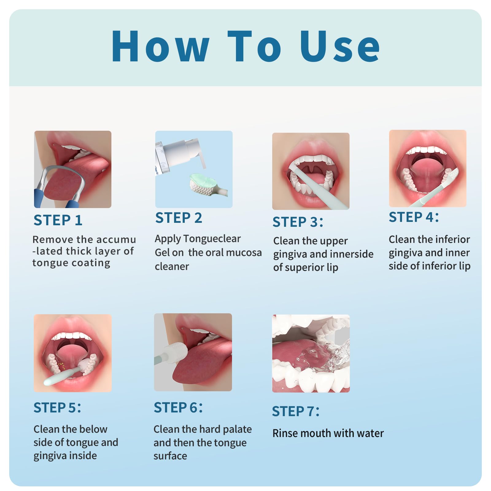 Tongue scraper with soft silicone brush for deep cleaning