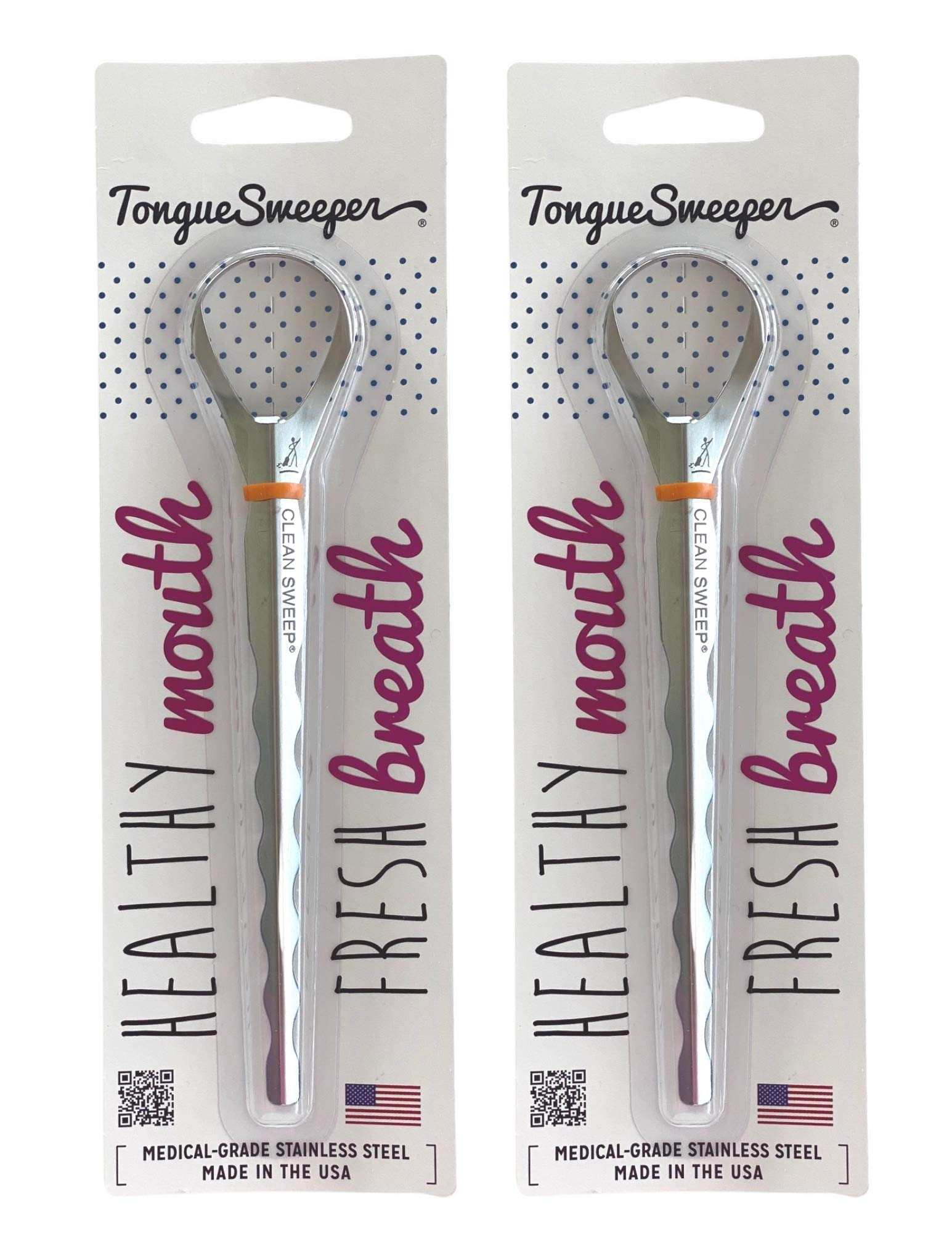 Model T Sweep stainless steel tongue cleaner with wider cleaning head
