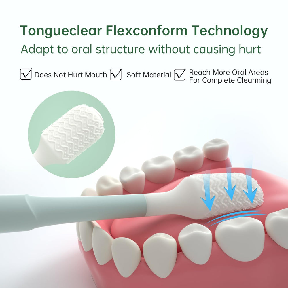 Tongueclear brush with soft silicone tip