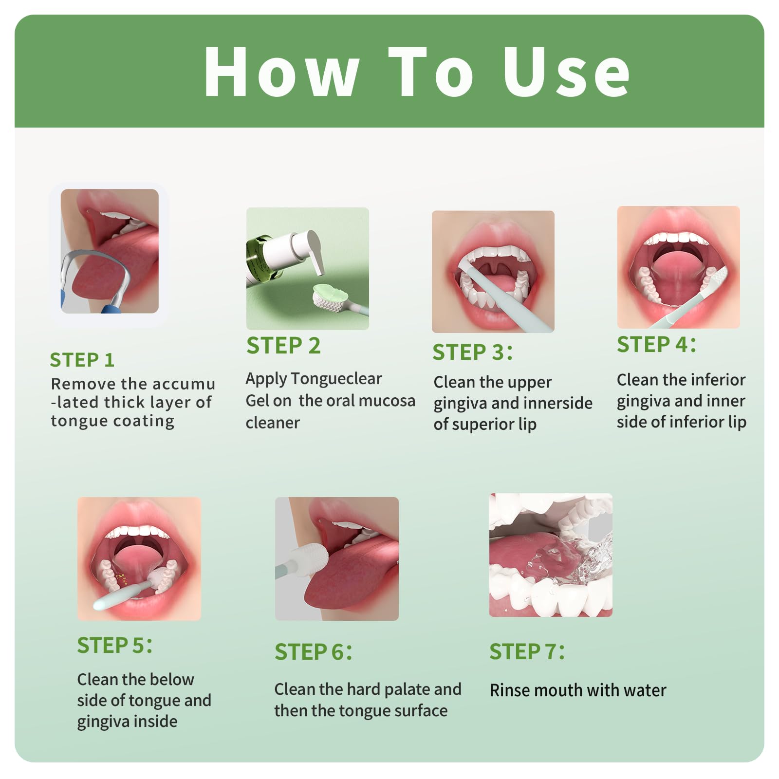 Soft silicone oral mucosal cleaner head