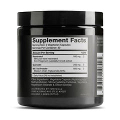 Close-up of Toniiq 1600mg Resveratrol Blend bottle