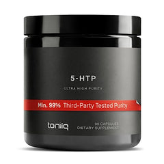 Toniiq 5-HTP bottle label with 200mg per capsule