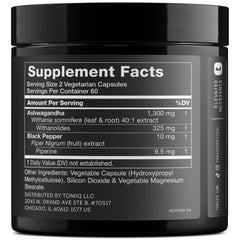 Ashwagandha capsules close-up 1,300 mg serving