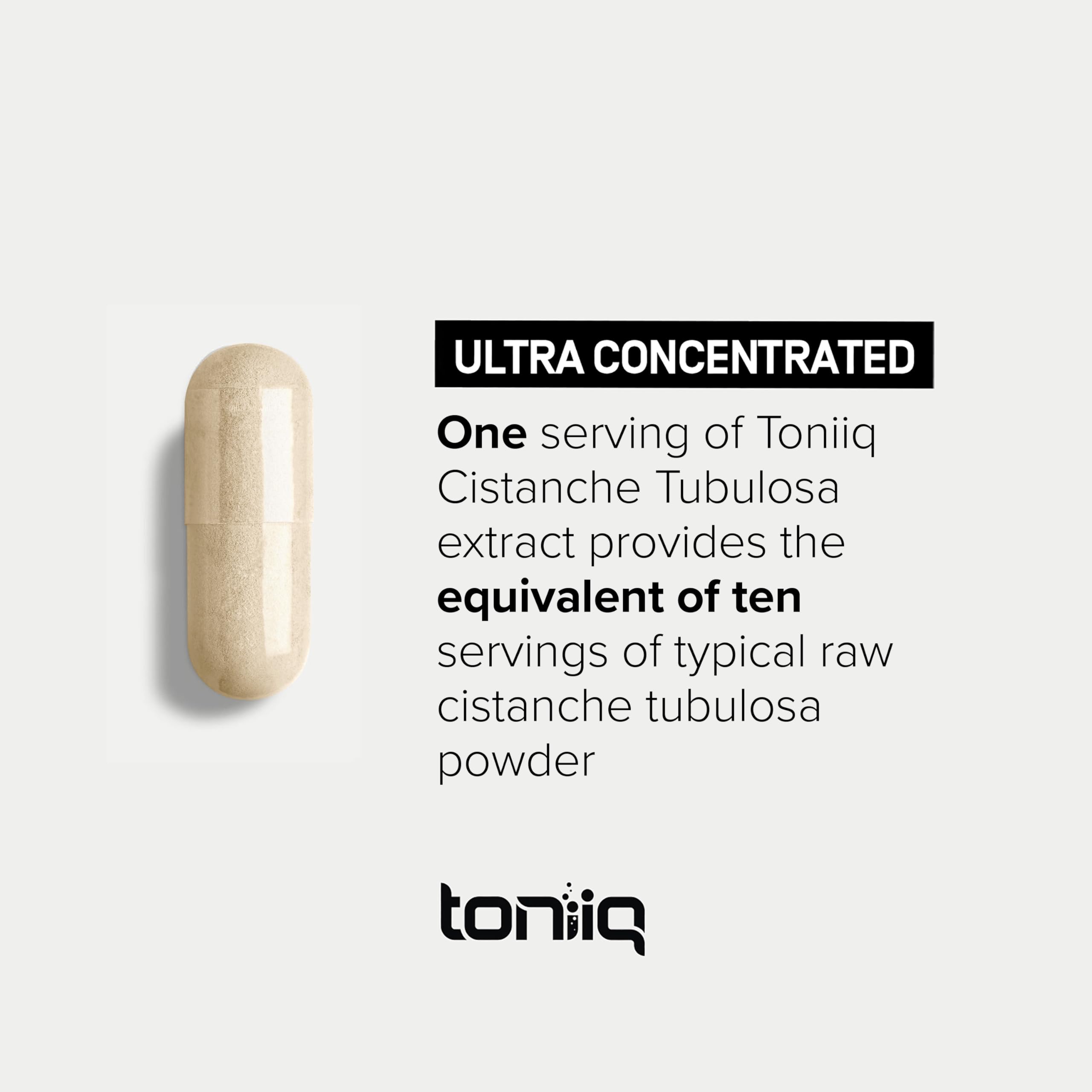 Toniiq Cistanche Tubulosa active compounds echinacoside and verbascoside highlighted for potency.