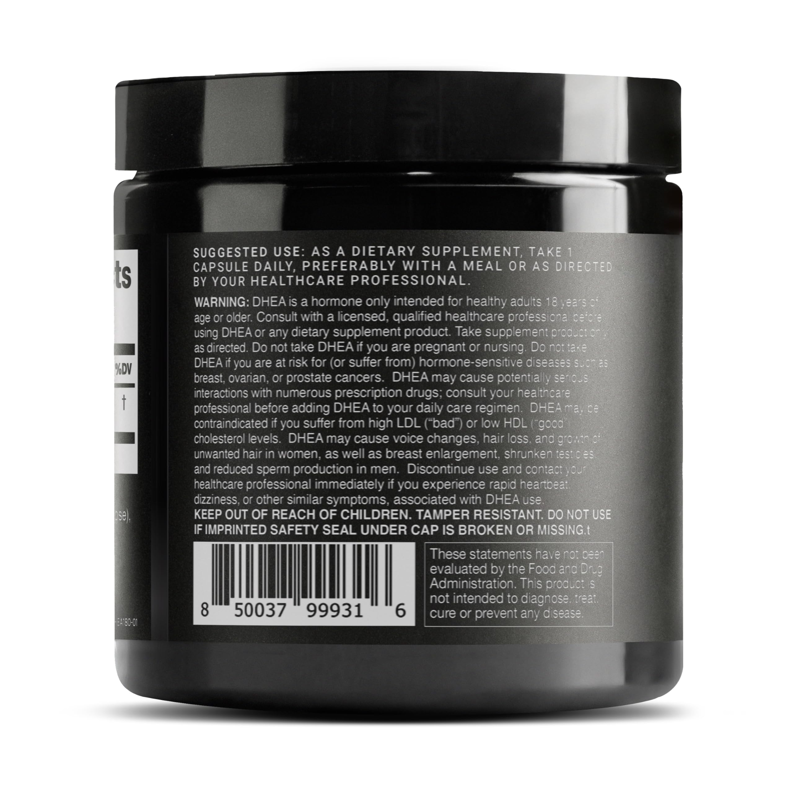 Close-up of Toniiq DHEA 25mg capsules