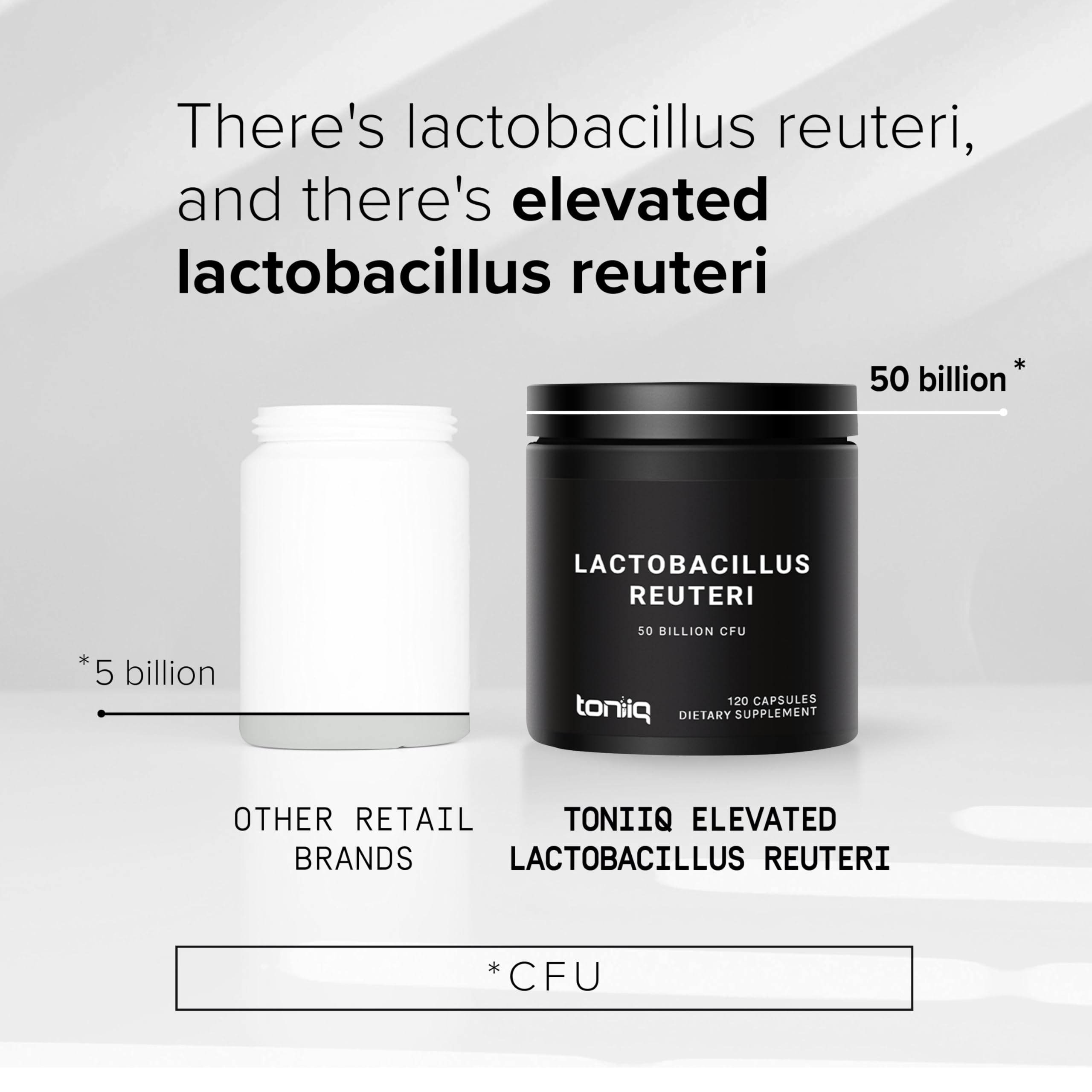 Toniiq probiotic bottle back label with supplement facts