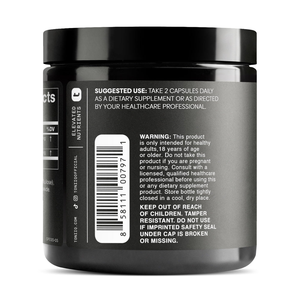 Toniiq spermidine ingredients list including rice germ extract