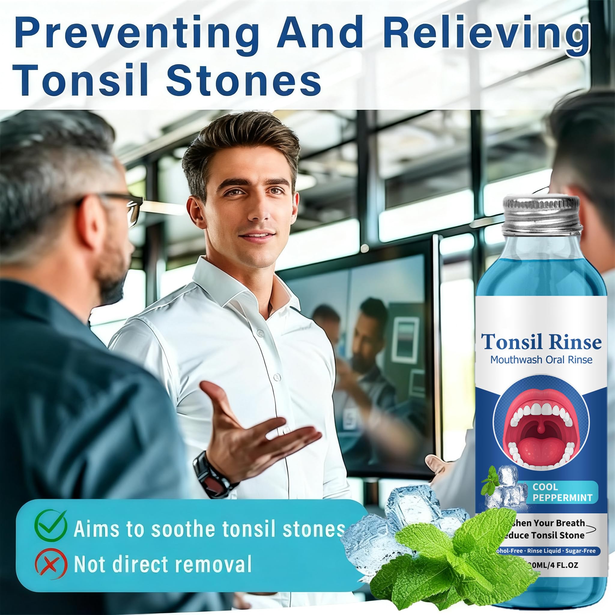 User rinsing mouth with Tonsil Stone Remover