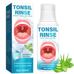 Tonsil Stone Remover Mouthwash bottle with natural herbal ingredients label