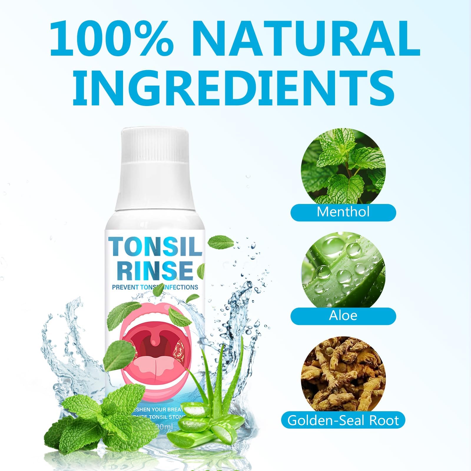 Illustration showing natural herbal ingredients of the mouthwash