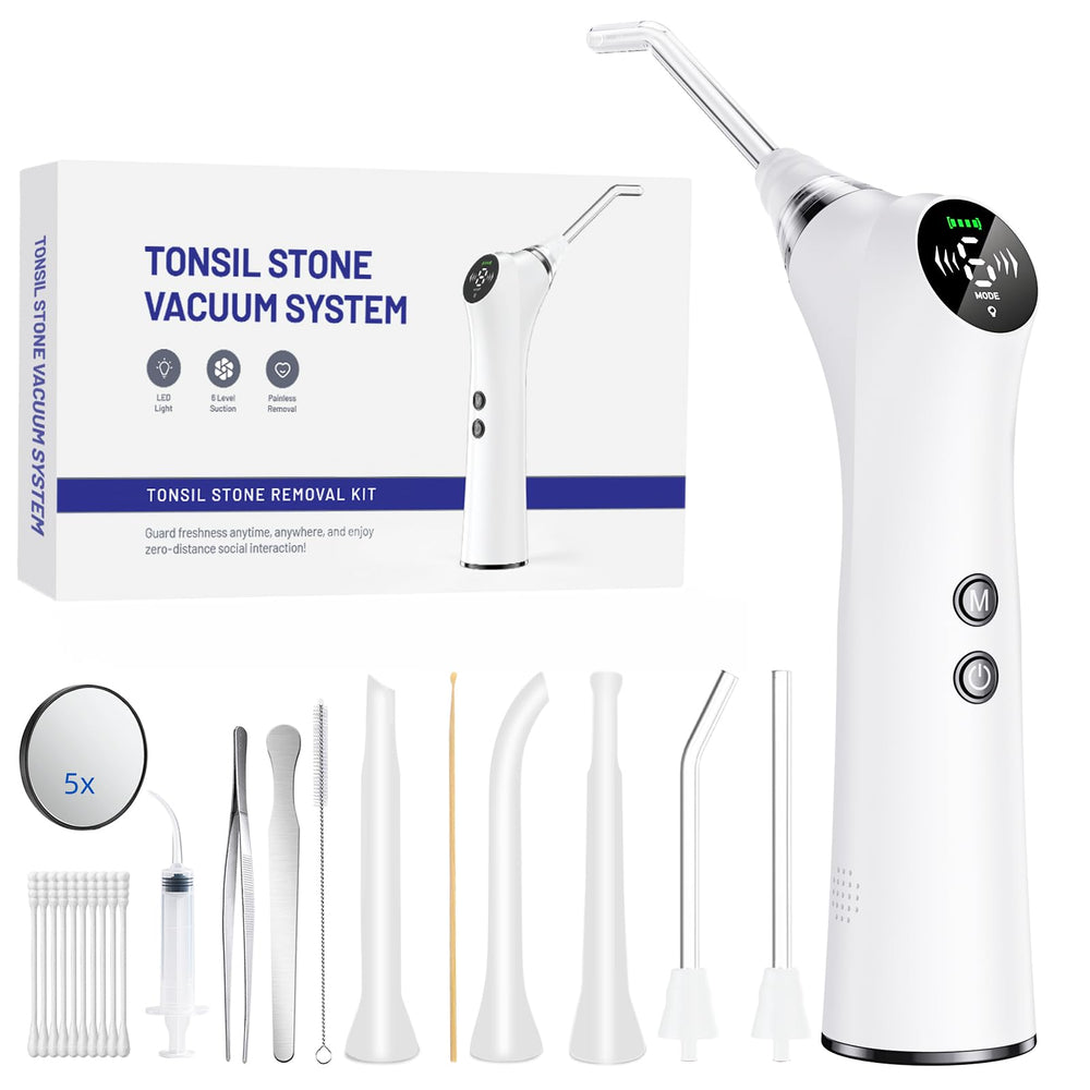 Front view of Upgraded Electric Tonsil Stone Remover in silver