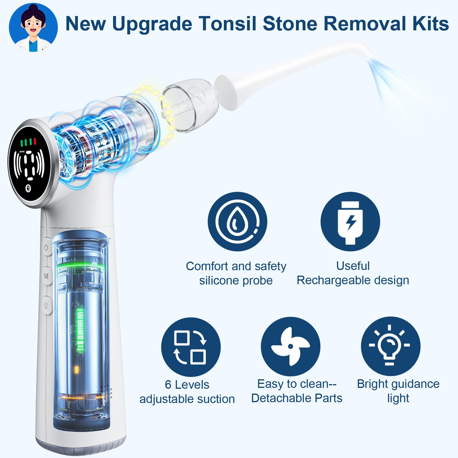 Soft silicone tips for gentle cleaning