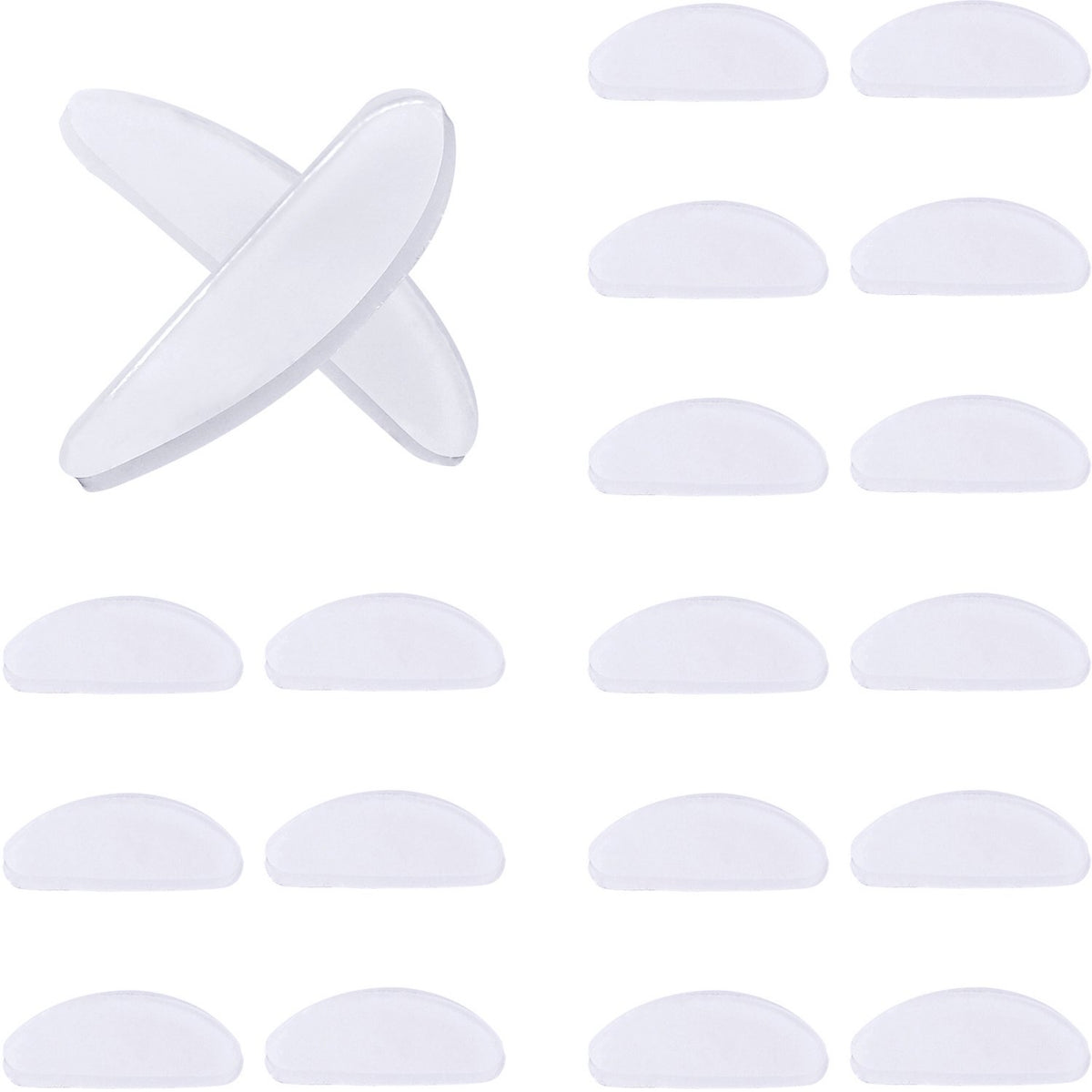 TOODOO 10-pairs silicone nose pads, 1mm transparent, front view