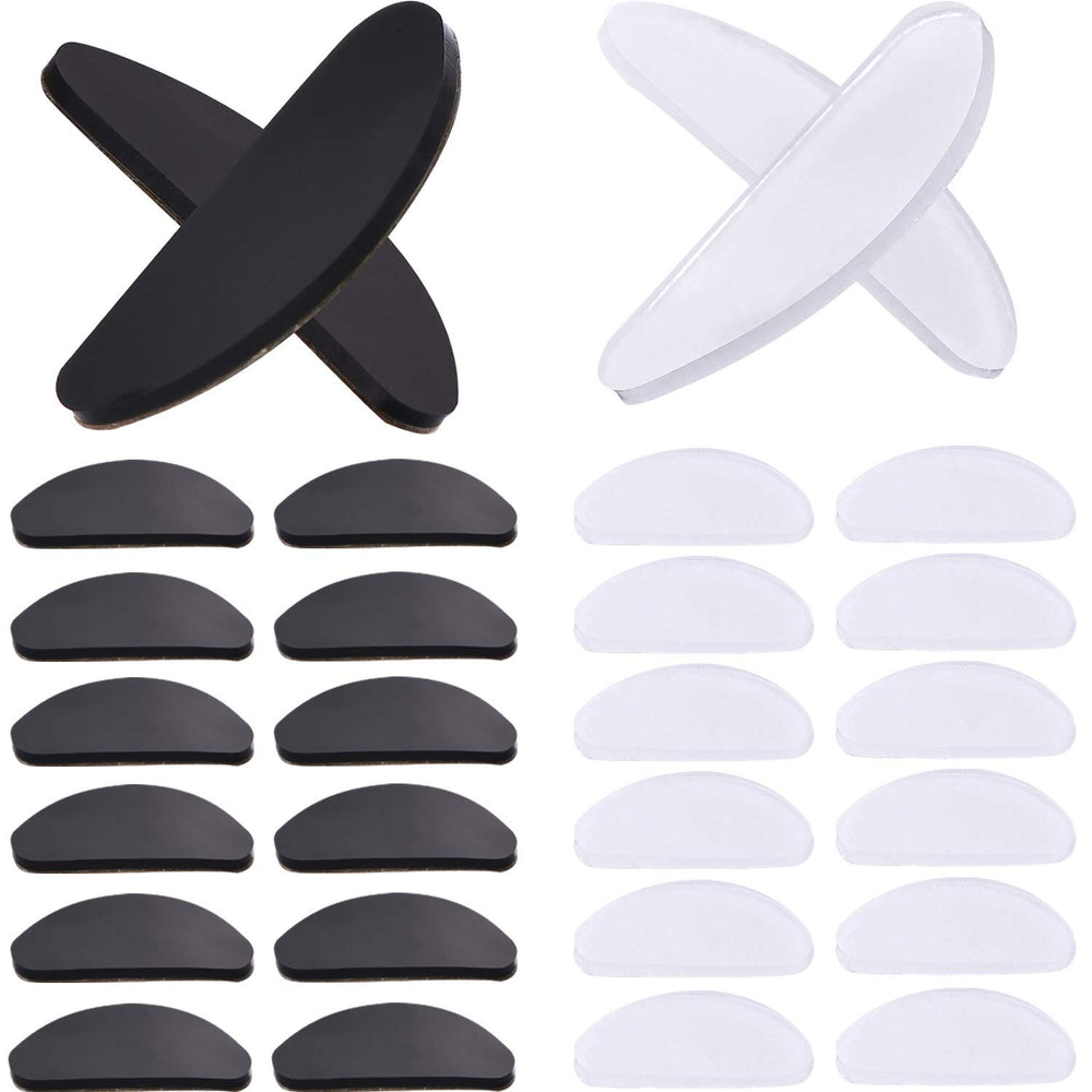 TOODOO 18 pairs adhesive silicone nose pads - transparent and black, 1 mm thickness