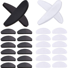 TOODOO 18 pairs adhesive silicone nose pads - transparent and black, 1 mm thickness