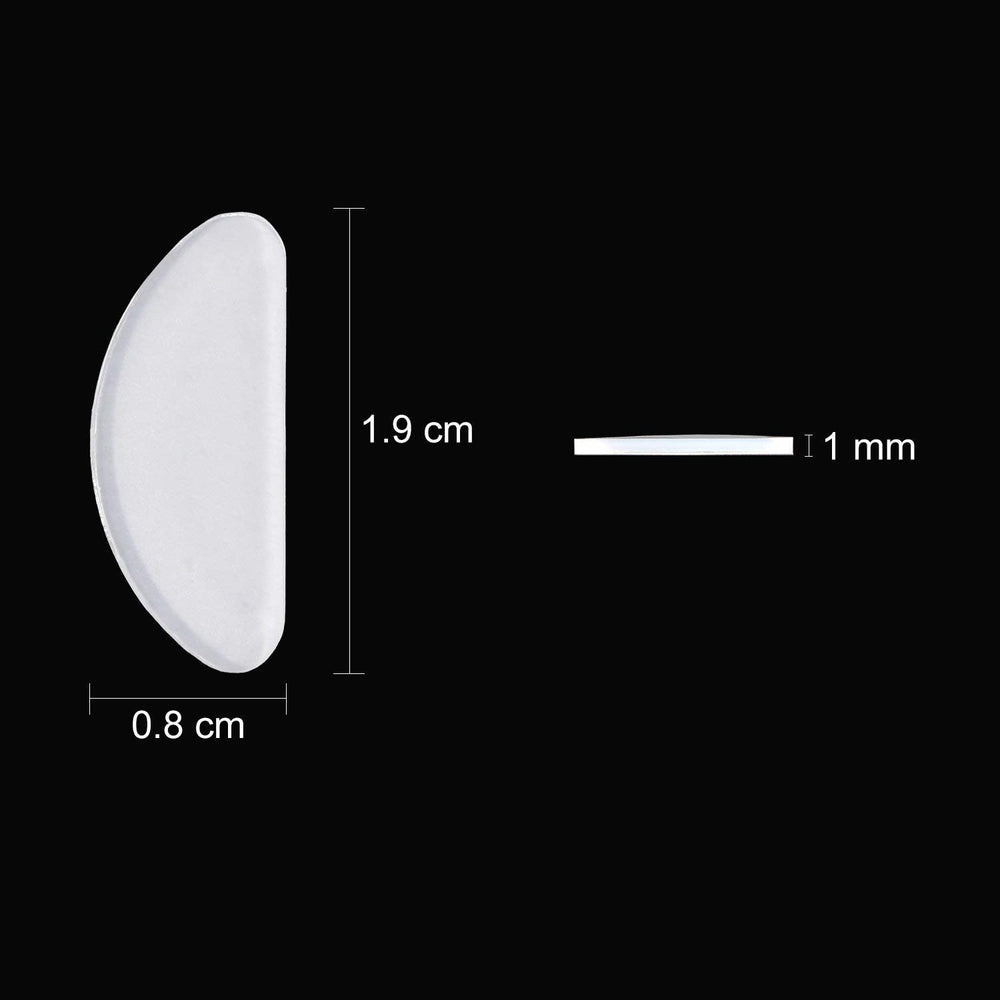 Nose pads on eyeglasses showing anti-slip design for comfortable fit