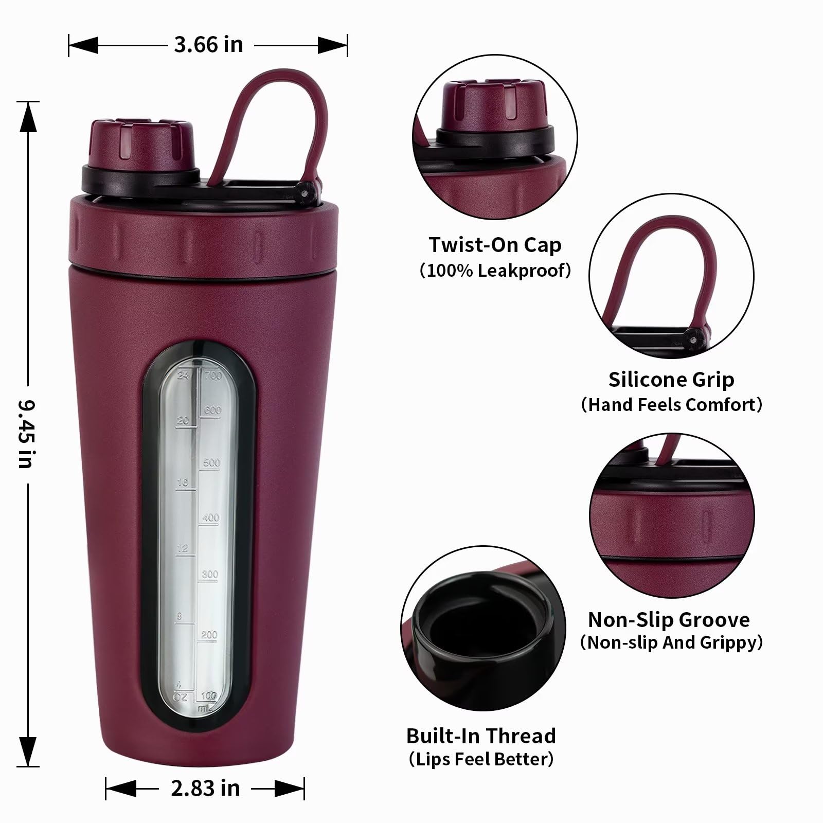 TOOFEEL leakproof twist-on lid prevents spills during workouts