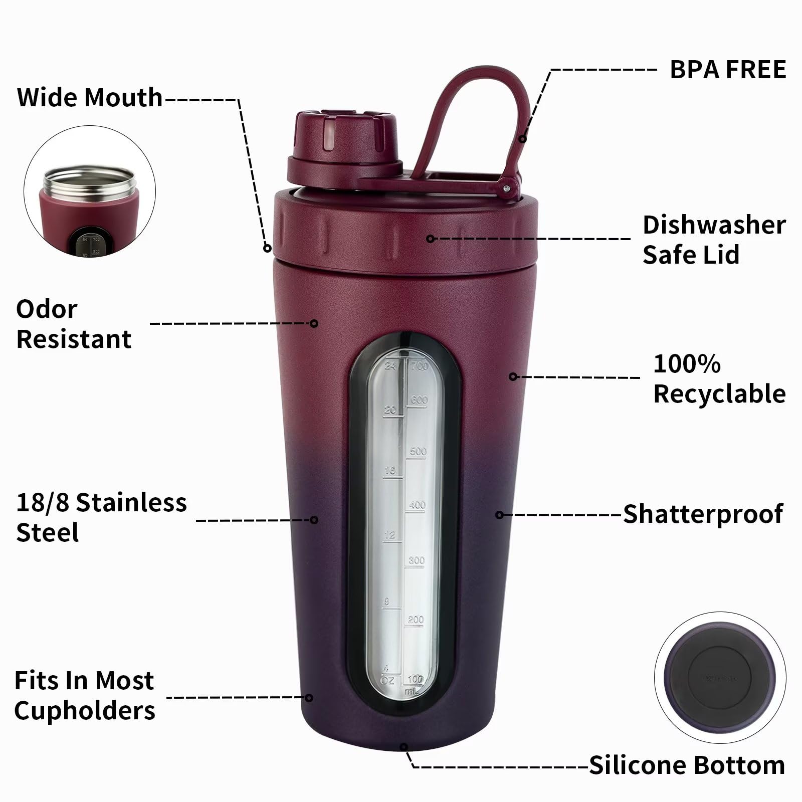 TOOFEEL tritan lid provides durable BPA-free convenience for workouts.