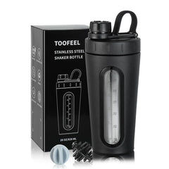 TOOFEEL stainless steel shaker 28oz with visible window for hydration tracking