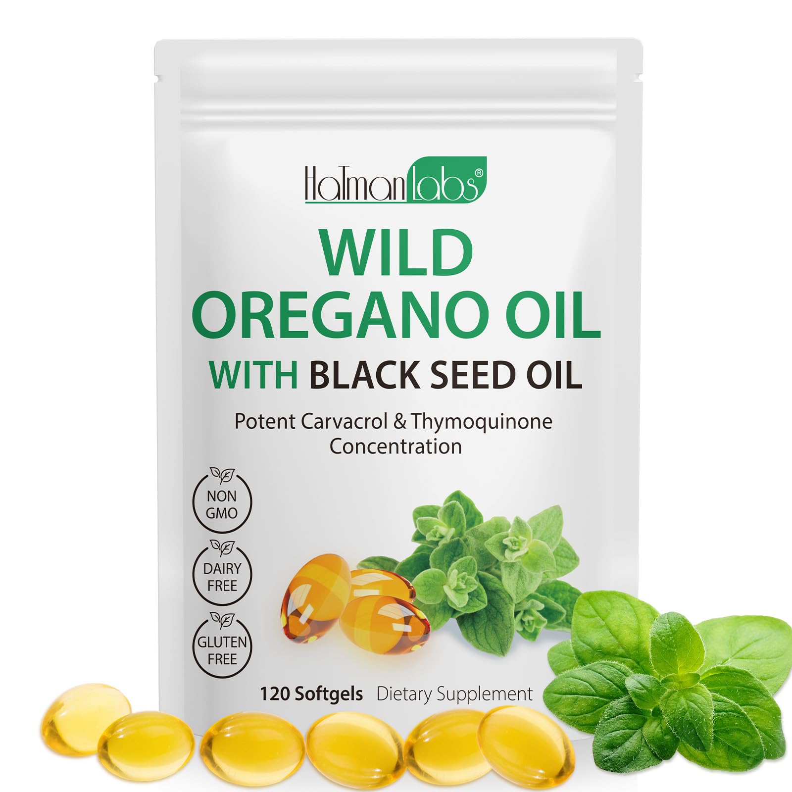 Tooffi Oil of Oregano Softgels bottle showing 6000mg oregano oil and 200mg black seed oil