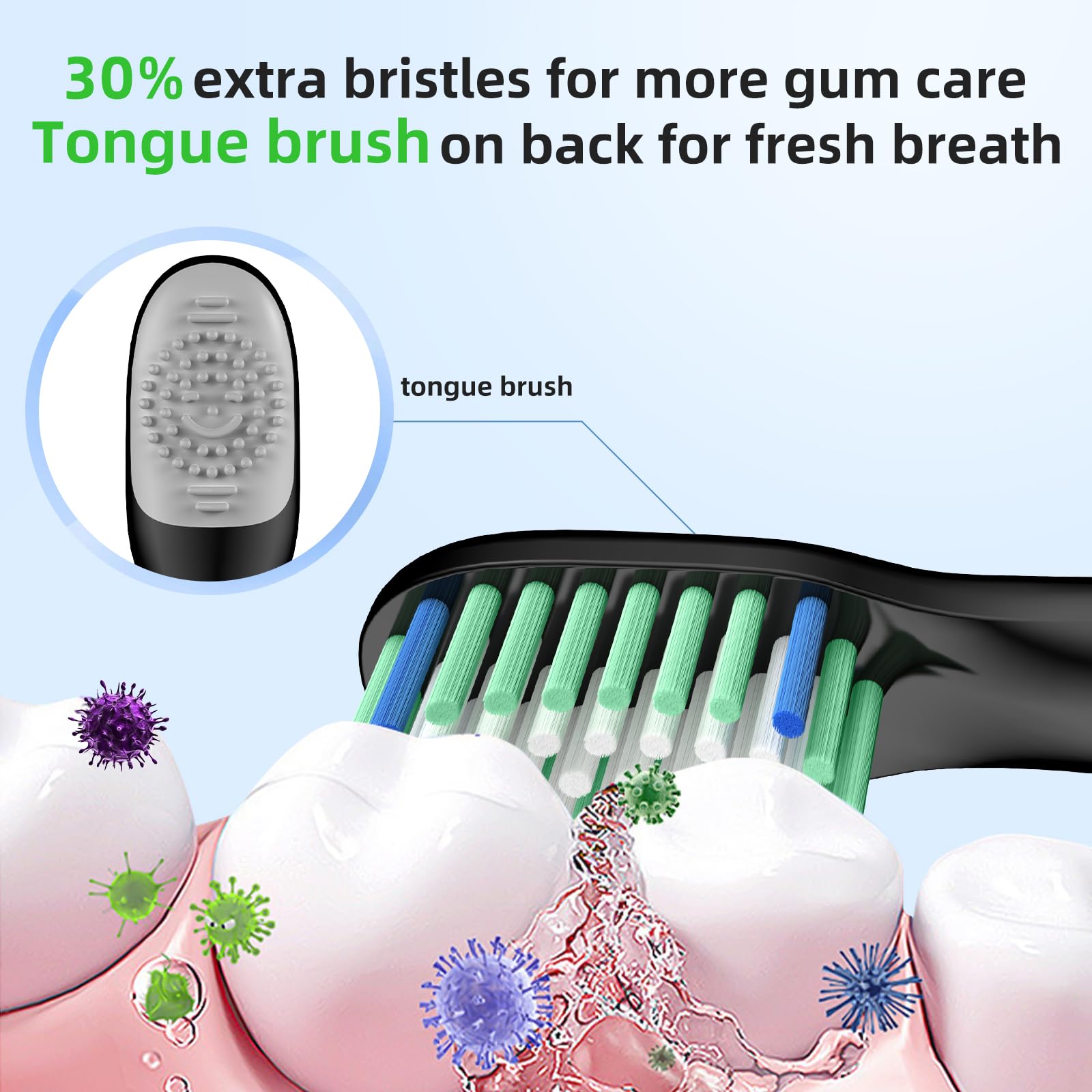 Back of Rtauys M5 replacement head shows tongue scraper