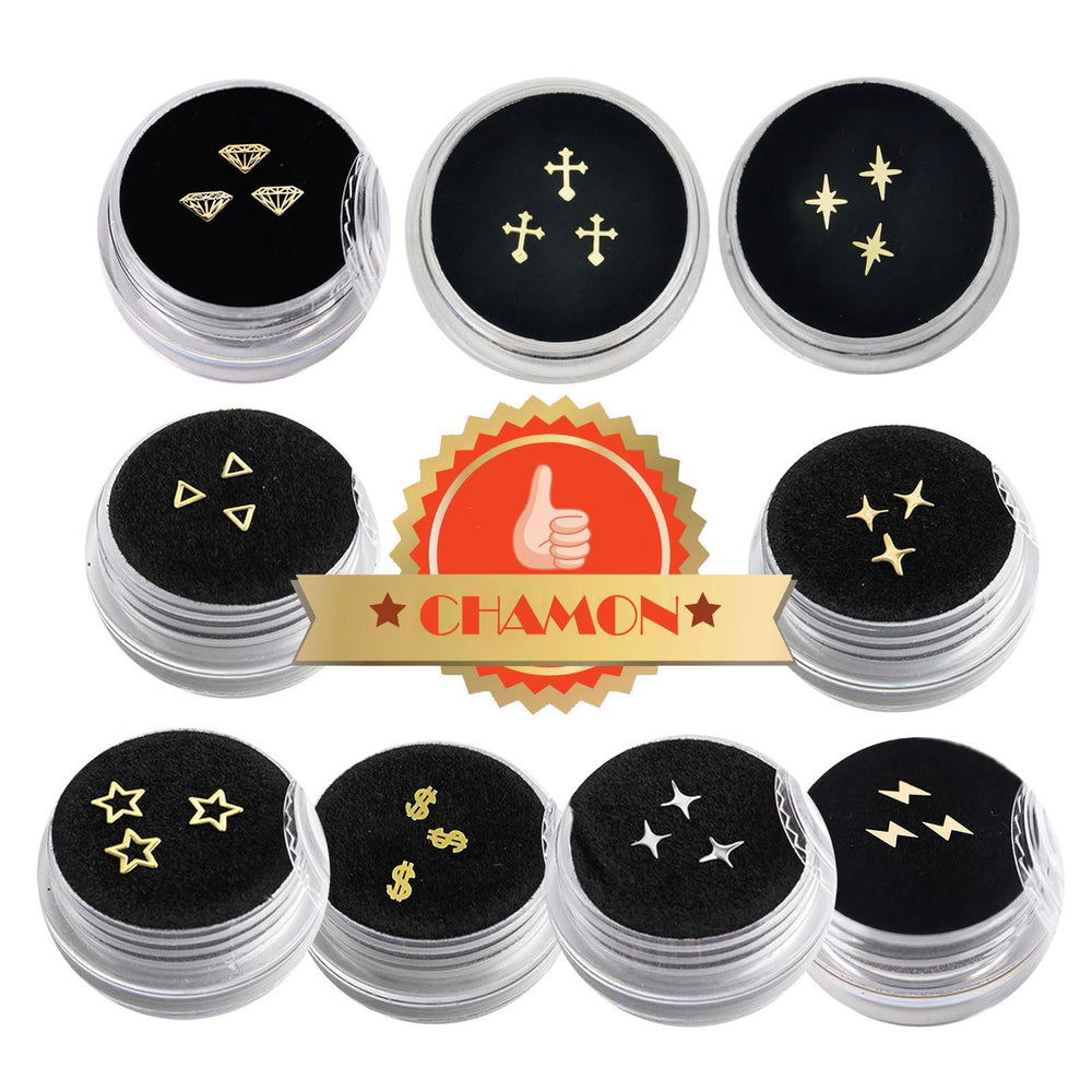 Gold and silver tooth gems set in the 9-box packaging