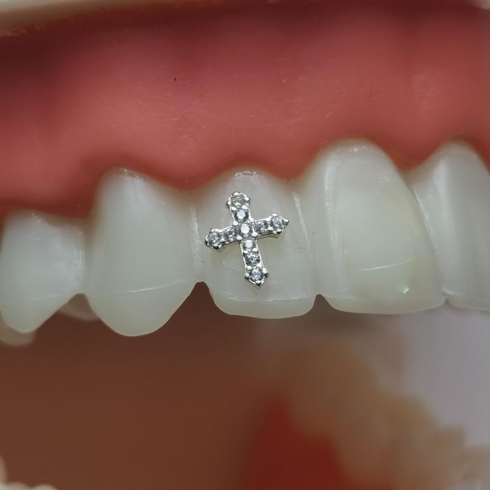 Cross-shaped tooth gem for professional teeth jewelry