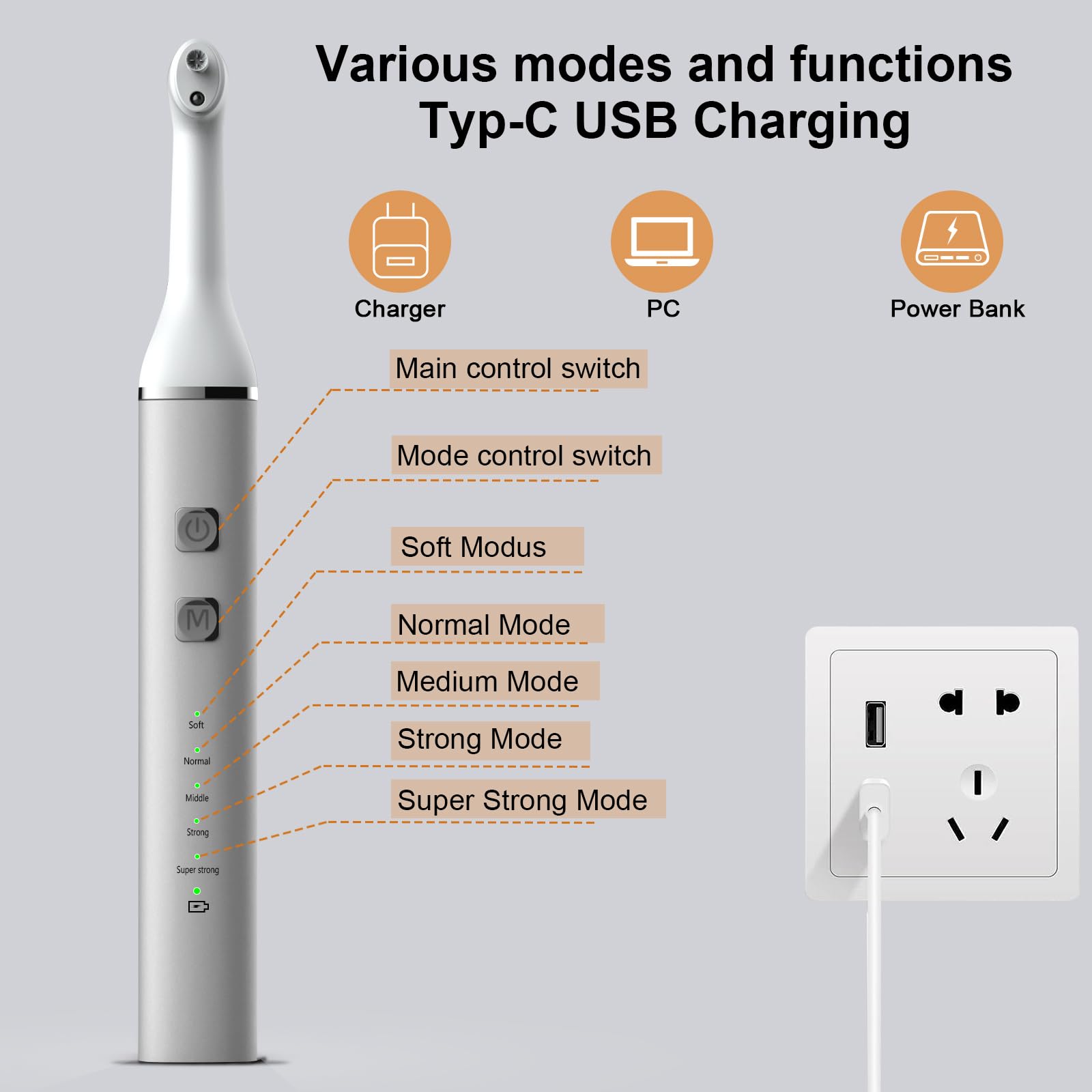 LED light feature on tooth polisher