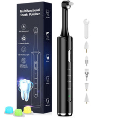 Black rechargeable tooth polisher with USB-C charging port