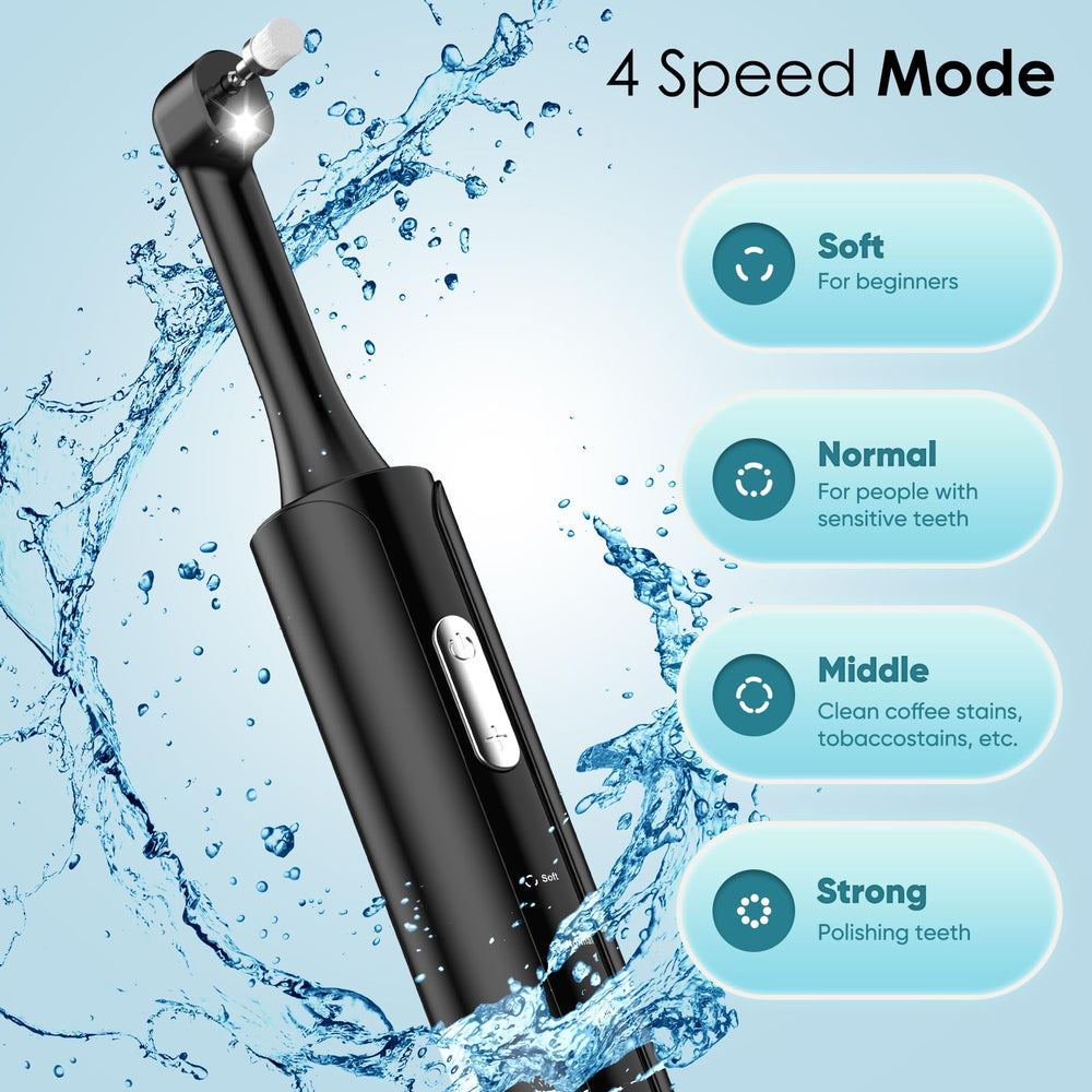 Five interchangeable brush heads for cleaning and polishing