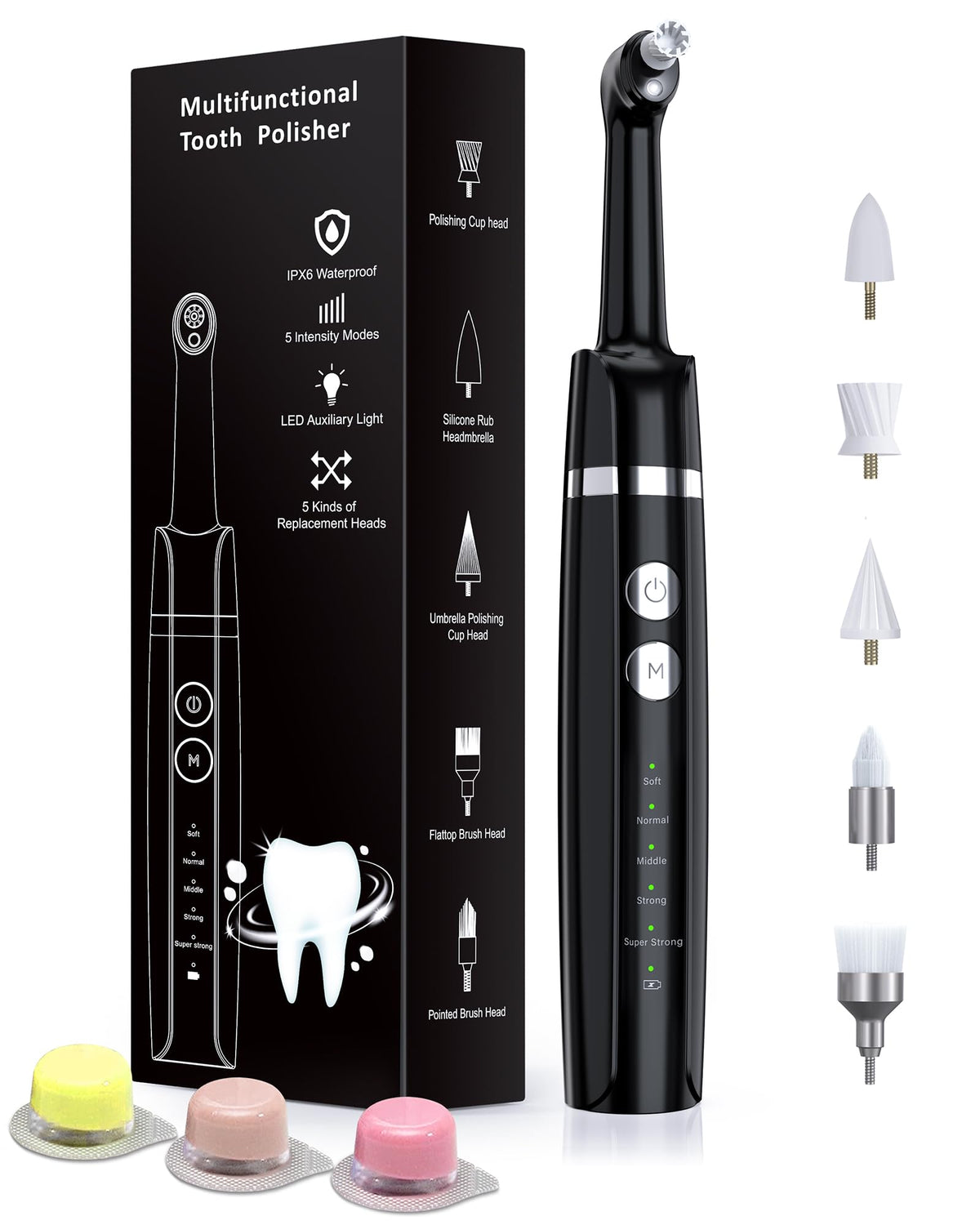 Black tooth polisher kit – front view