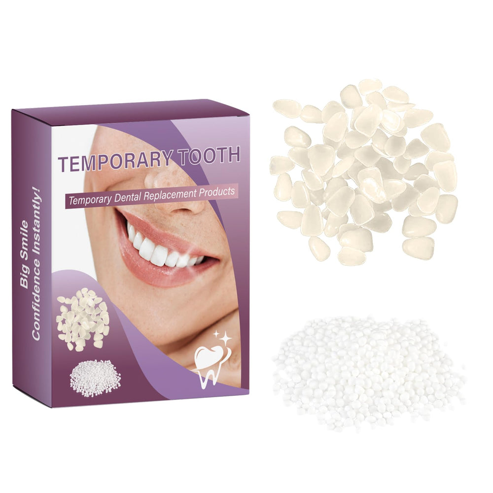 Tooth Repair Kit box with components including false tooth and thermoplastic beads