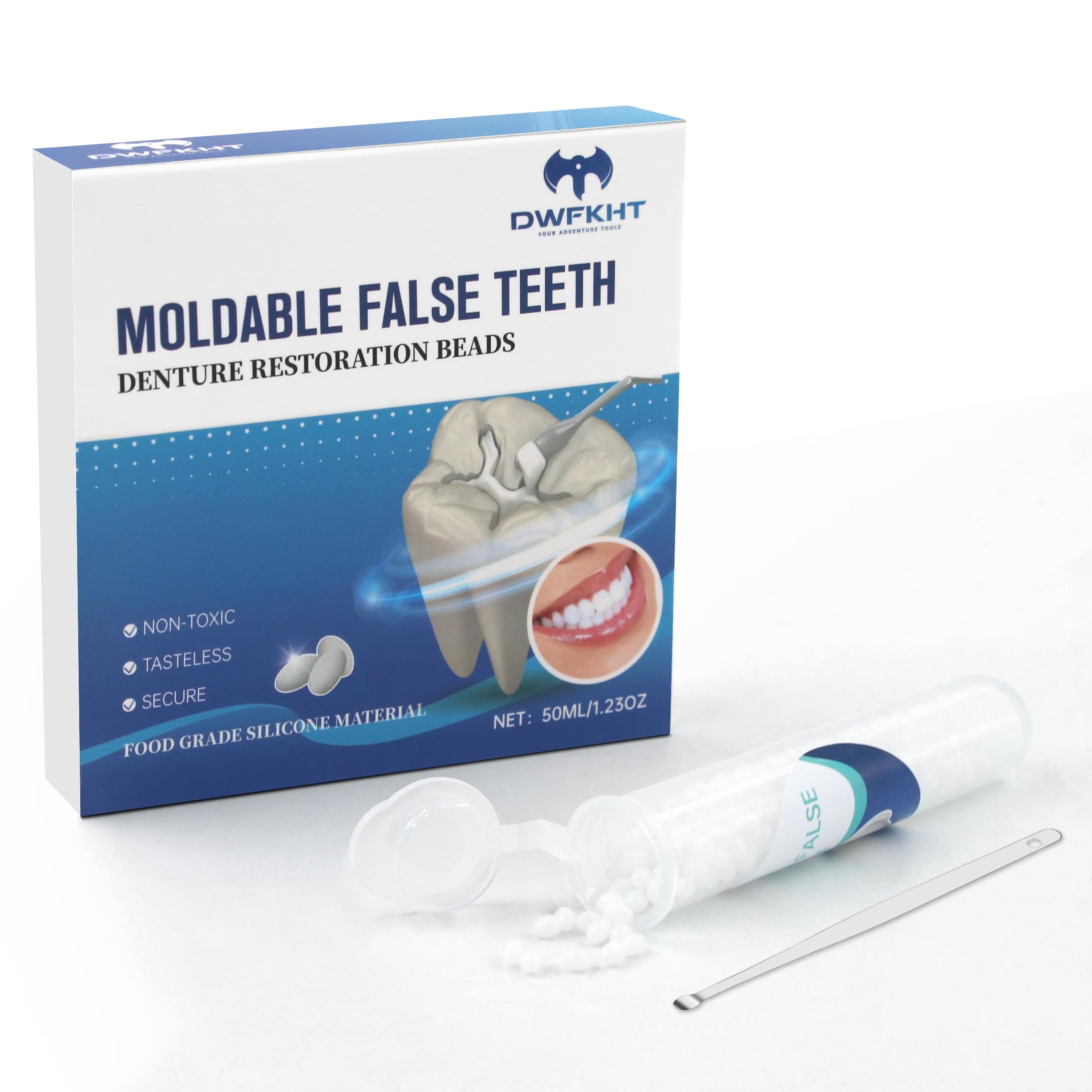 Tooth Repair Kit packaging with thermoplastic beads