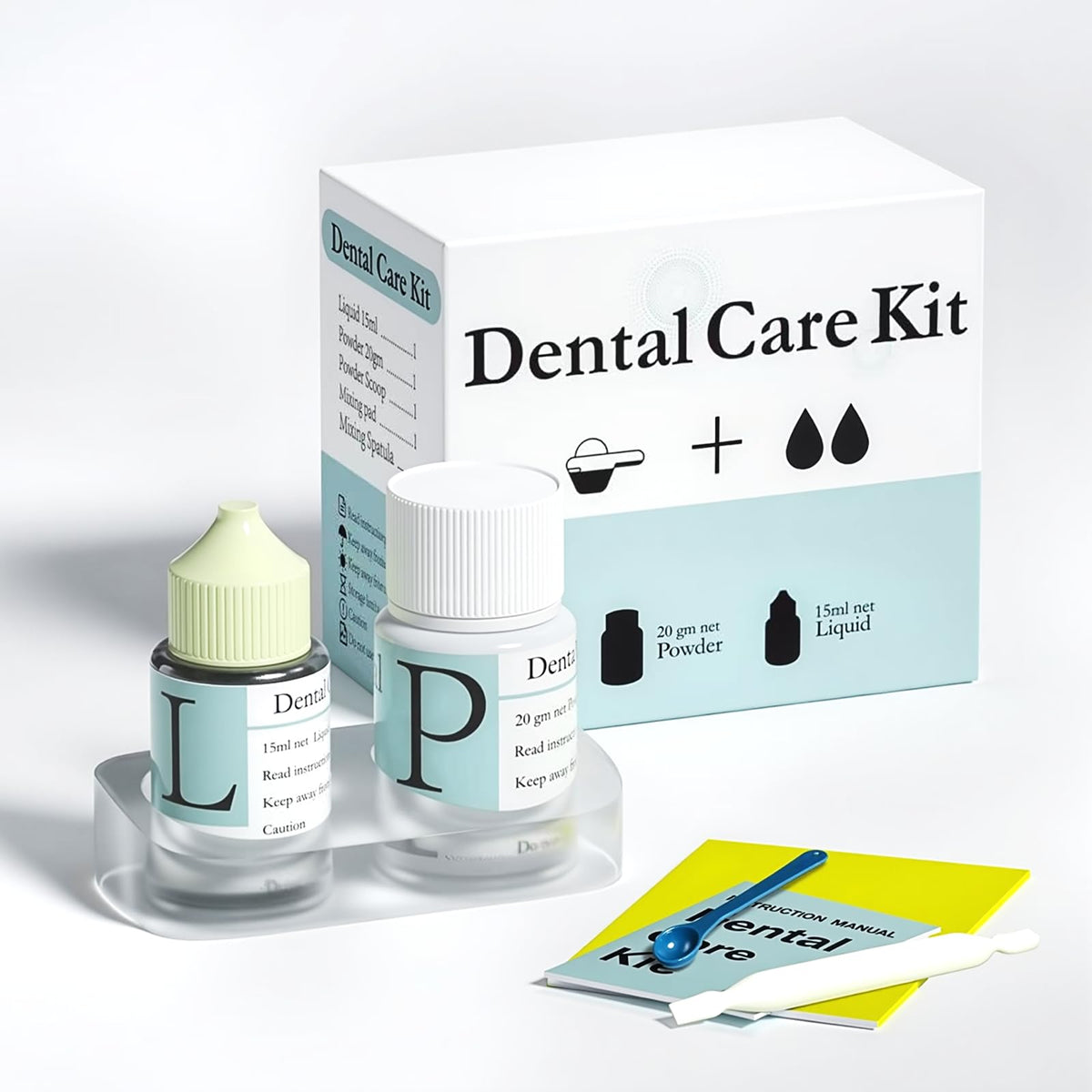 Tooth Repair Kit box with components laid out on a clean surface