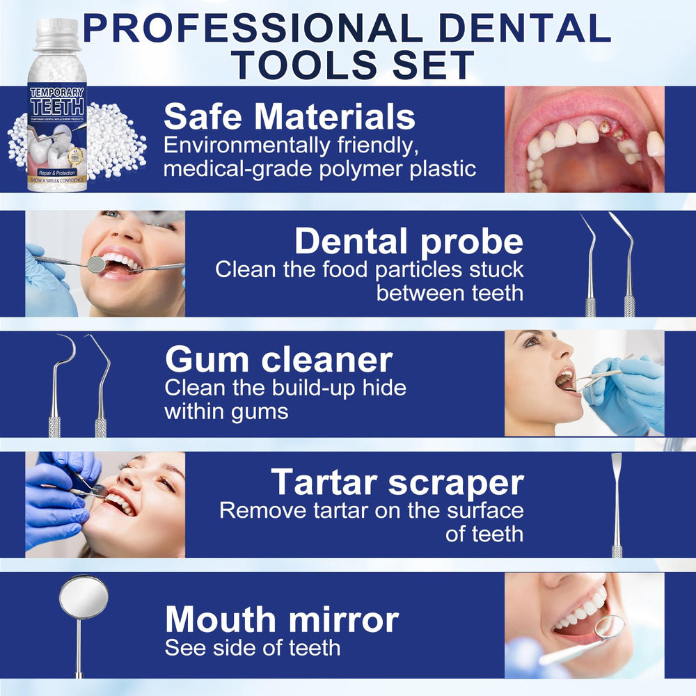 Close-up of 30ml tooth beads for temporary tooth replacement