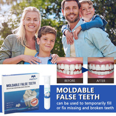 Moldable tooth repair material softened in warm water