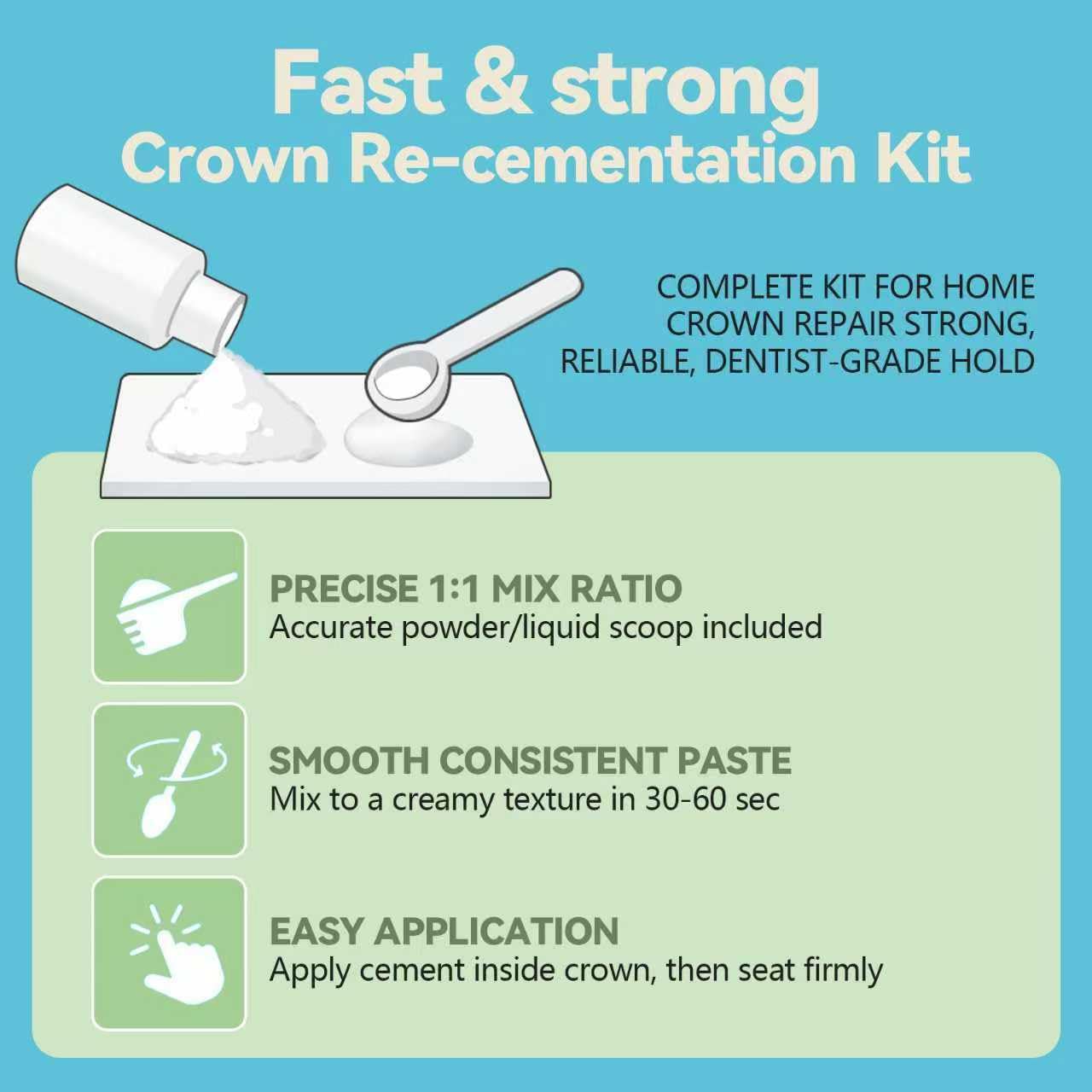 Step-by-step at-home dental repair guide from the kit