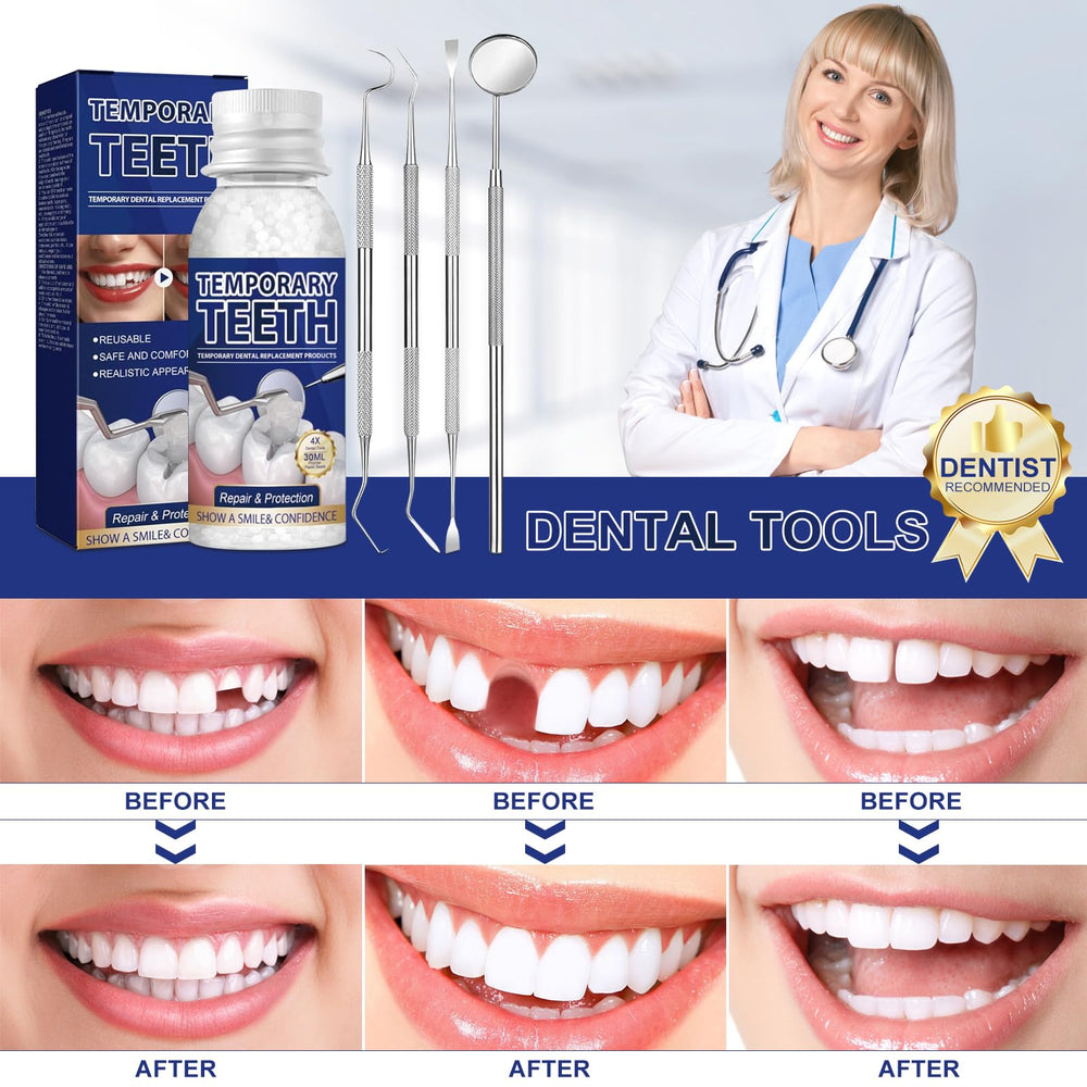 Smiling person with a temporary tooth restoration for confidence