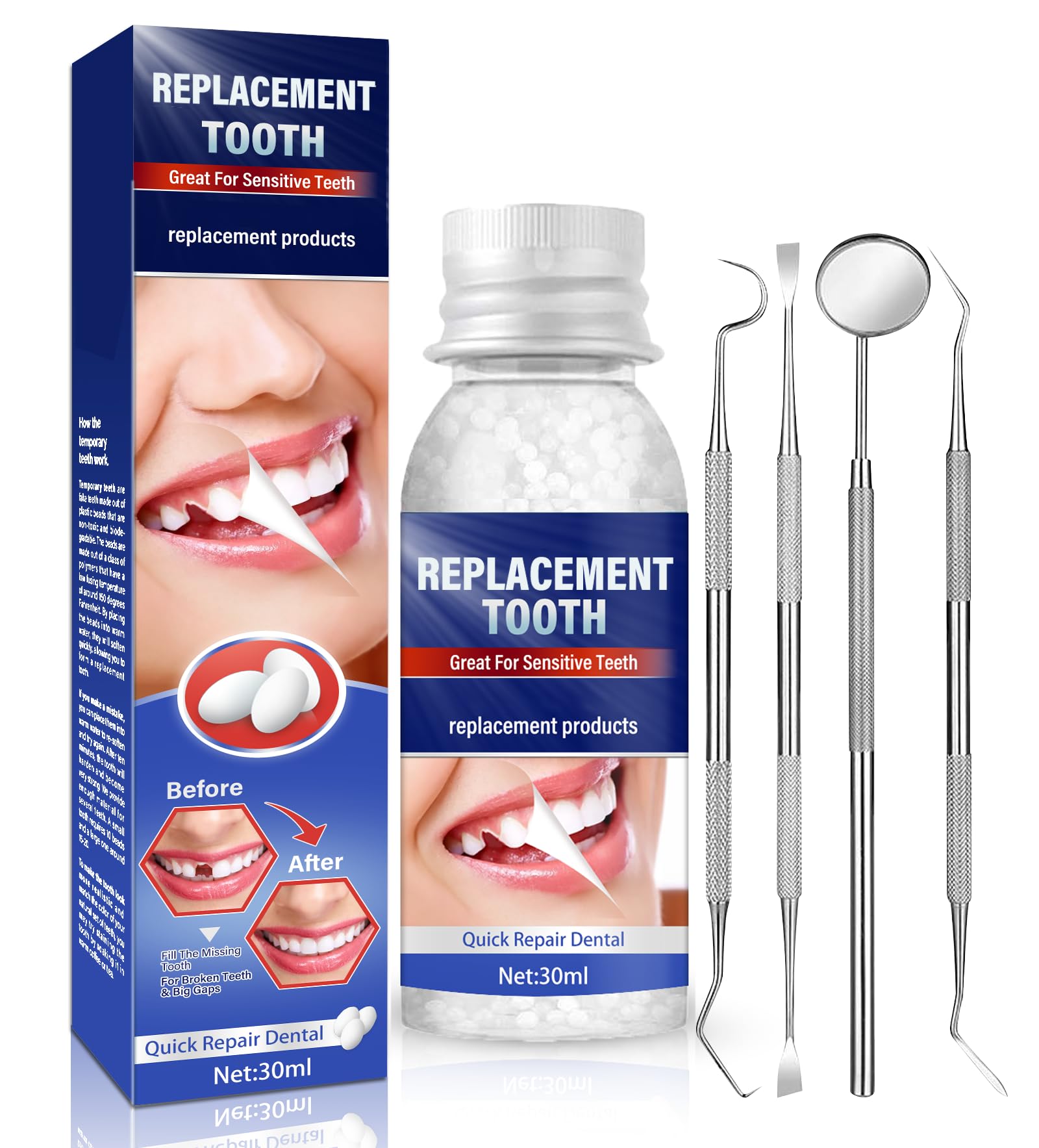 Tooth Repair Kit with four dental tools