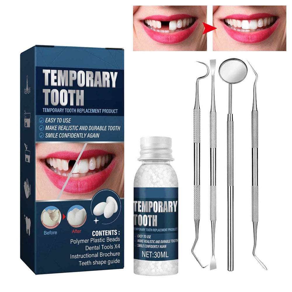 Dental Repair Kit components spread out on a clean surface