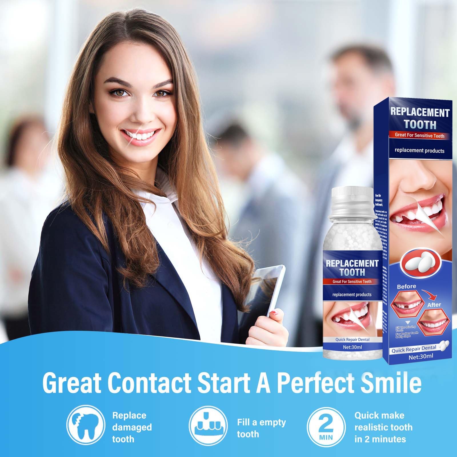 Moldable tooth filling material prepared for at-home use