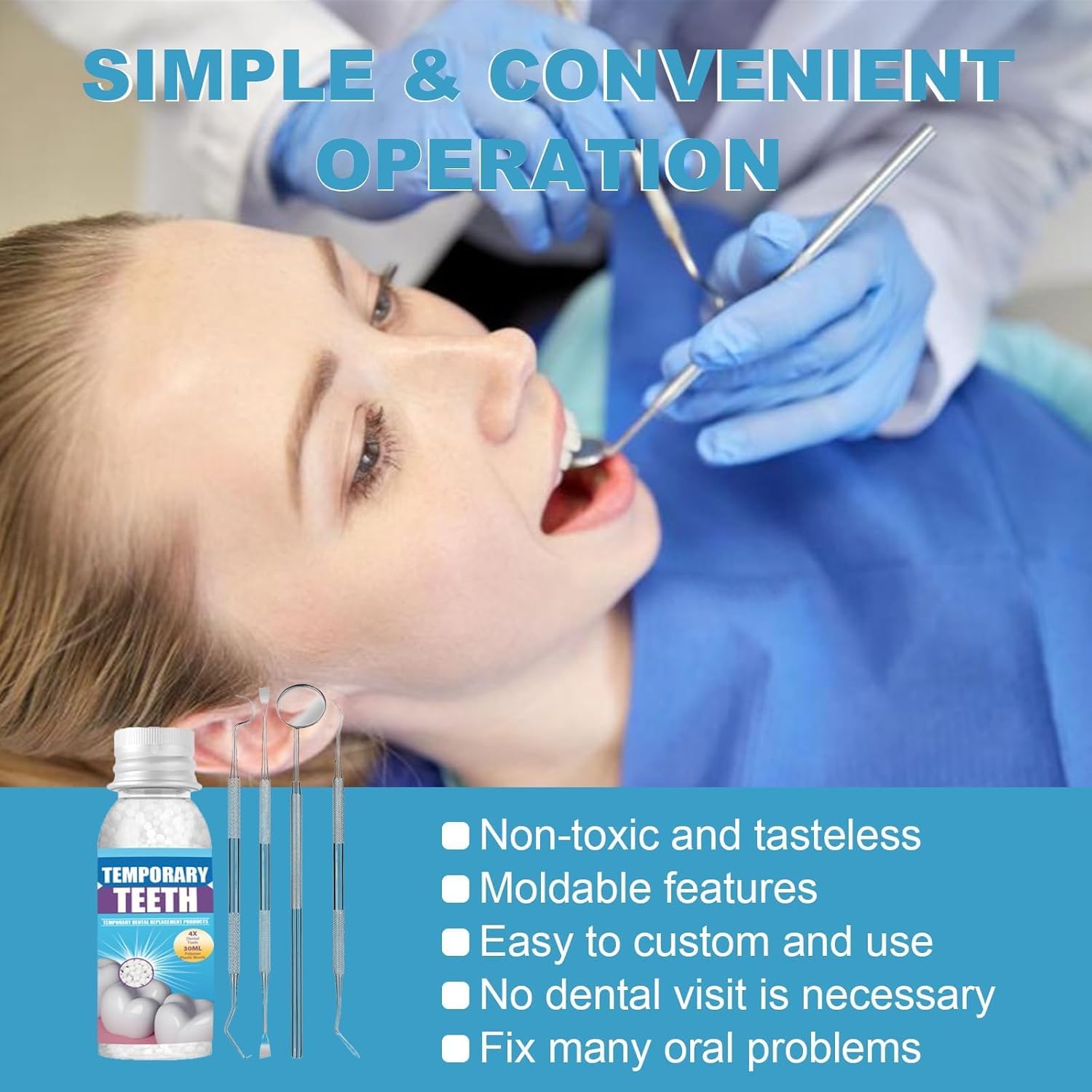 Close up of the 30 ml dental beads