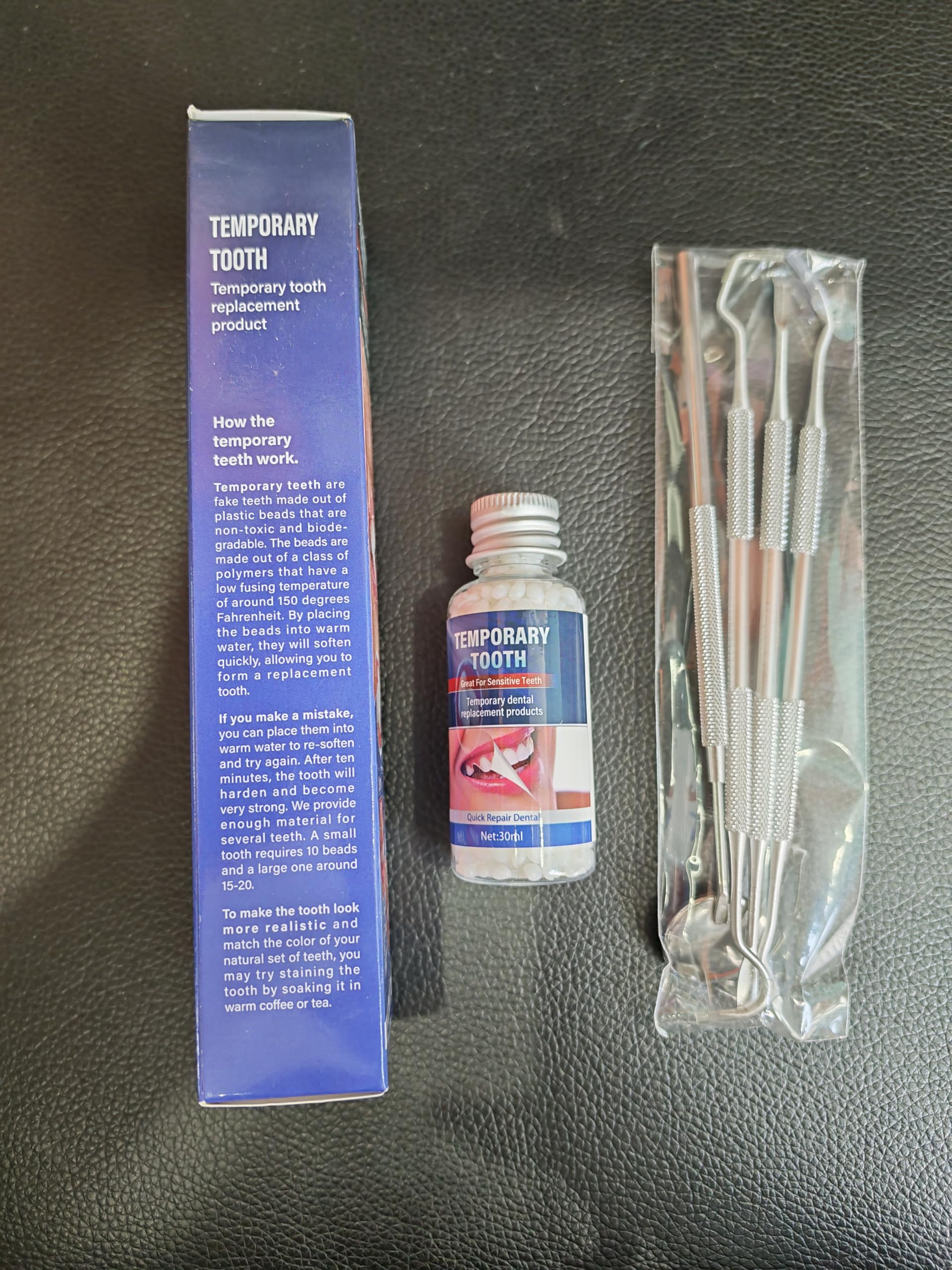 Compact carry case for at-home tooth repair