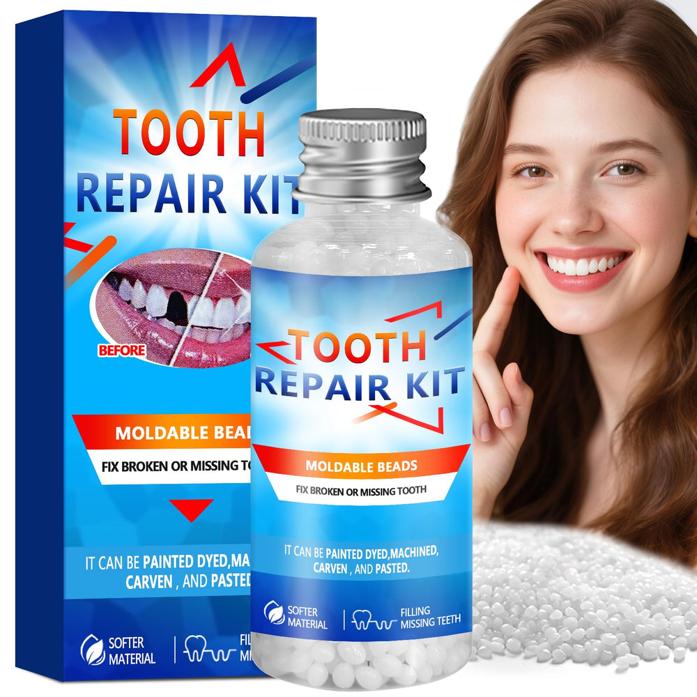 Tooth repair kit packaging with moldable beads