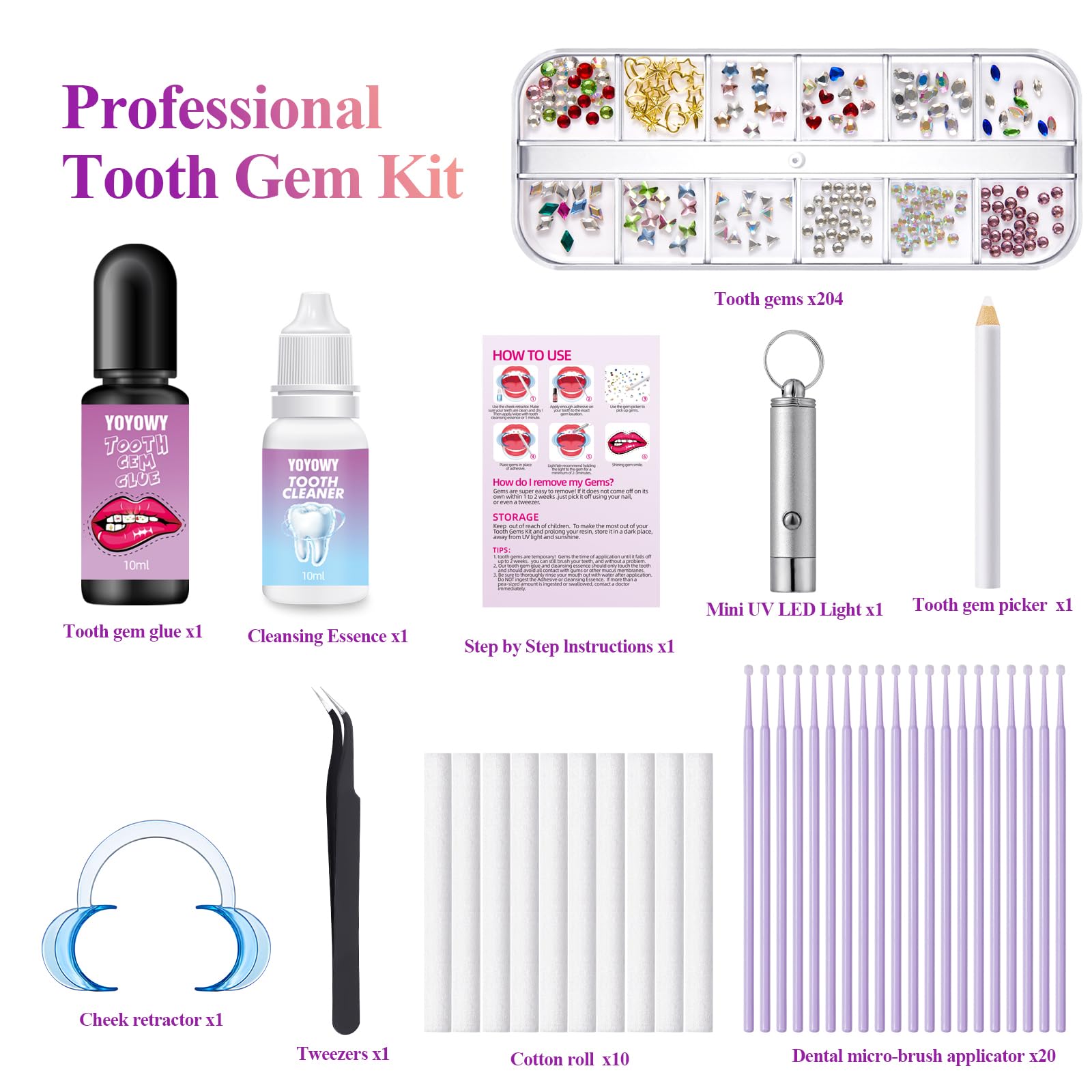 Beginner-friendly tooth gem kit setup