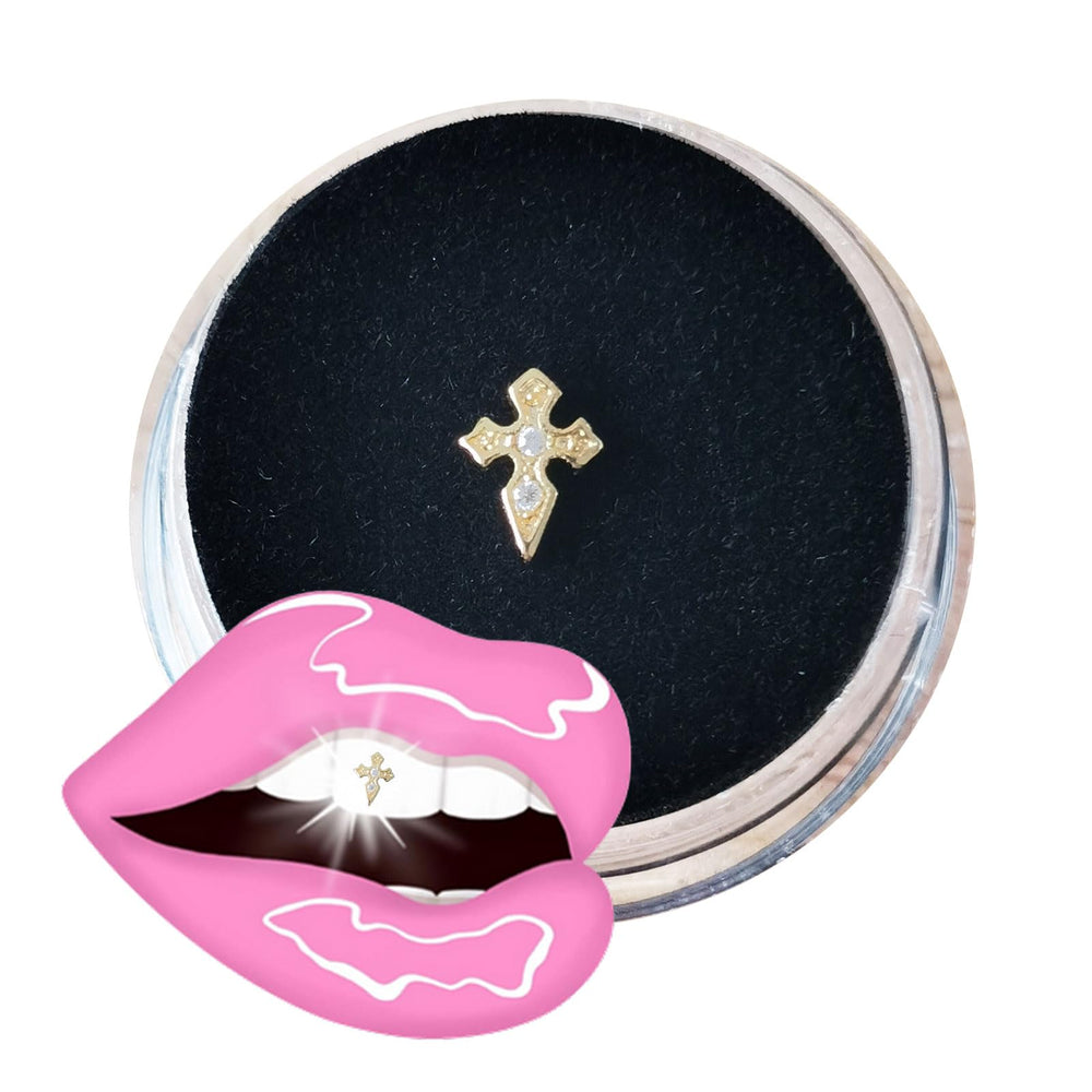 8K gold cross tooth gem 5mm