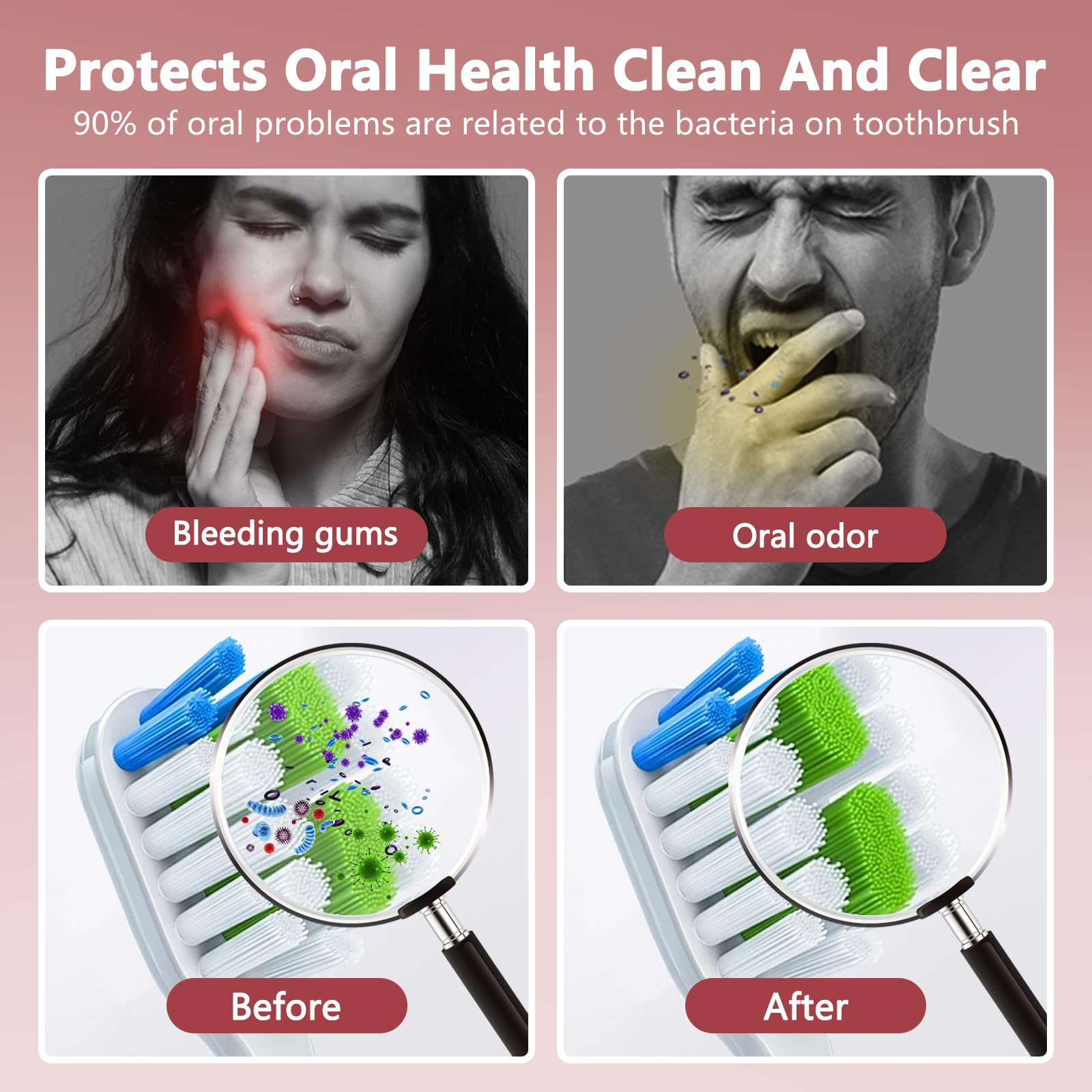 Portable and travel-friendly pink toothbrush cleaner case